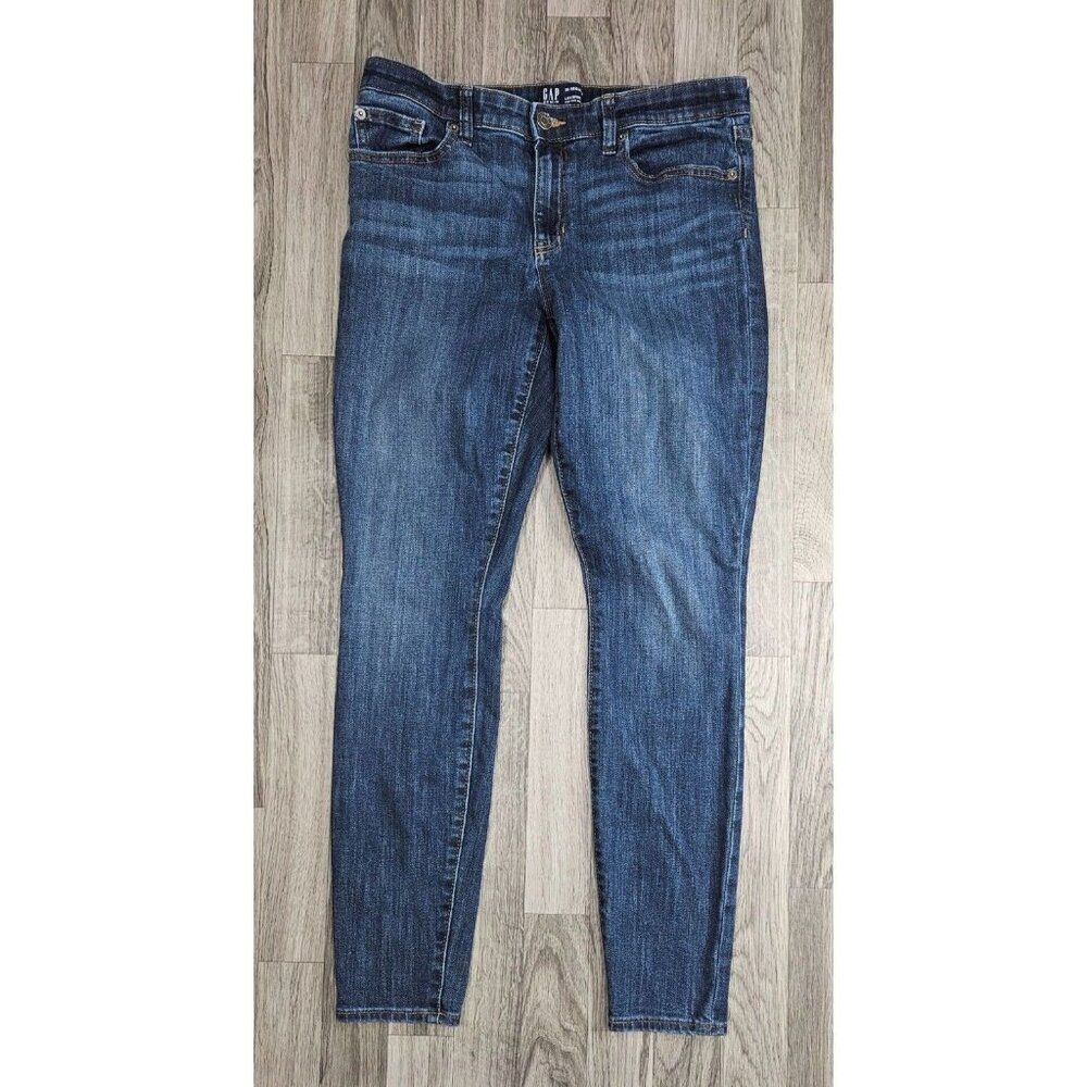 Gap Womens Size 29 Regular Pockets Whiskered Skinny Denim Blue Jeans Leggings‎